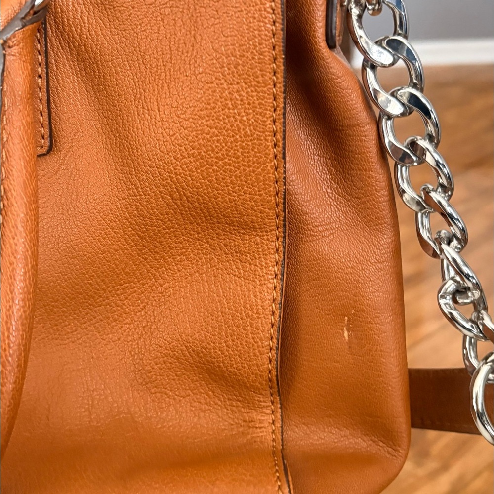 Michael Kors Stylish Tan Satchel with Silver Accents - Picture 5 of 8